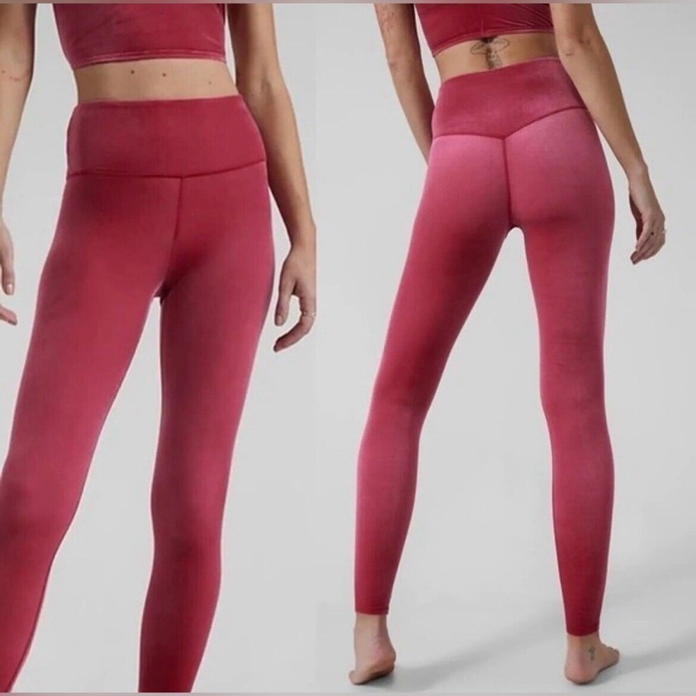 Athleta Elation Velvet Tight, Berry, Size XS